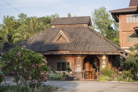 a privat traditional Teak wood House and residence in the old Town the city centre of Phrae in the north of Thailand.  Thailand, Phrae November, 2018.のeditorial素材