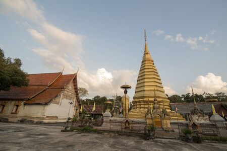 The Wat Phra That Chom Chaeng Temple near the city of  Phrae in the north of Thailand.  Thailand, Phrae November, 2018.のeditorial素材