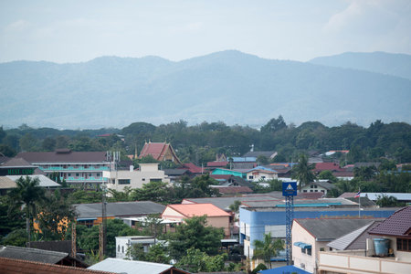 a view of the city centre of Phrae in the north of Thailand.  Thailand, Phrae November, 2018.のeditorial素材