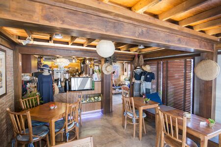 a cafe shop and restaurant in the city of  Phrae in the north of Thailand.  Thailand, Phrae November, 2018.のeditorial素材