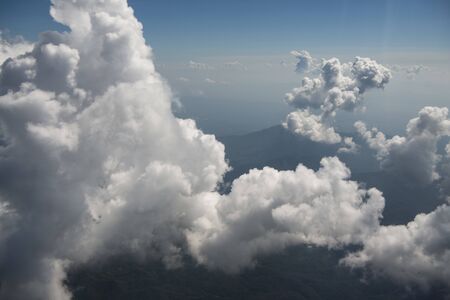 The landcape with clodes and mountains at air view near the city and province of Phrae in the north of Thailand.  Thailand, Phrae November, 2018.のeditorial素材