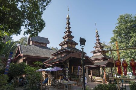 the Wood Temple of Wat Jom Sawan in the old Town the city centre of Phrae in the north of Thailand.  Thailand, Phrae November, 2018.のeditorial素材