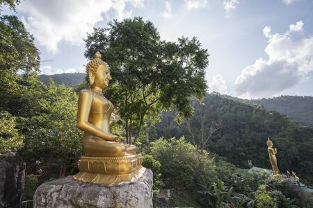 a buddha at the Wat Phra That In Khaen Temple near the city of  Phrae in the north of Thailand.  Thailand, Phrae November, 2018.のeditorial素材