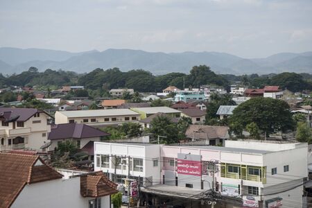 a view of the city centre of Phrae in the north of Thailand.  Thailand, Phrae November, 2018.のeditorial素材