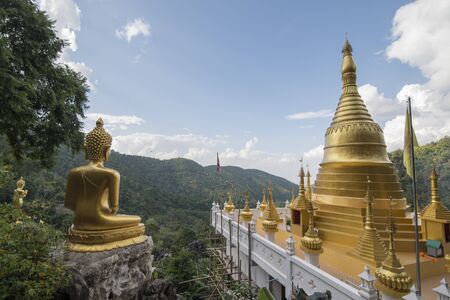a buddha at the Wat Phra That In Khaen Temple near the city of  Phrae in the north of Thailand.  Thailand, Phrae November, 2018.のeditorial素材