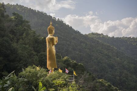 a buddha at the Wat Phra That In Khaen Temple near the city of  Phrae in the north of Thailand.  Thailand, Phrae November, 2018.のeditorial素材