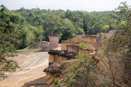 the Landscape of Phae Muang Phi in the country side of Ban Nakhuha near the city of  Phrae in the north of Thailand.  Thailand, Phrae November, 2018.のeditorial素材