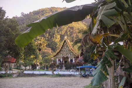 the Wat Khuha in the country side of Ban Nakhuha near the city of  Phrae in the north of Thailand.  Thailand, Phrae November, 2018.のeditorial素材