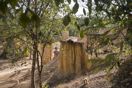 the Landscape of Phae Muang Phi in the country side of Ban Nakhuha near the city of  Phrae in the north of Thailand.  Thailand, Phrae November, 2018.のeditorial素材