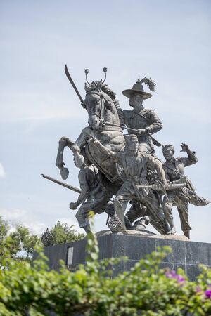 the King Taksin Monument at the park in the city of  Chanthaburi in the north of Thailand.  Thailand, Chanthaburi, November, 2018.のeditorial素材