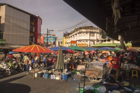 the talat namphu market in the city of  Chanthaburi in the north of Thailand.  Thailand, Chanthaburi, November, 2018.のeditorial素材