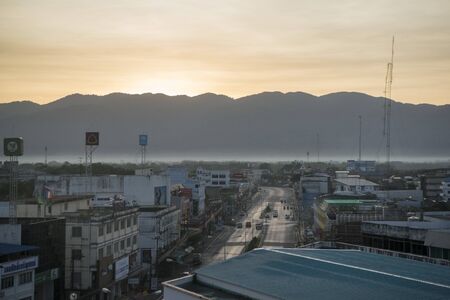 a road in the city centre of the city of  Chanthaburi in the north of Thailand.  Thailand, Chanthaburi, November, 2018.のeditorial素材