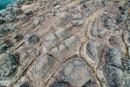 Rock formations at the Phu Hin Rong Kla national park near the city of  Phitsanulok in the north of...