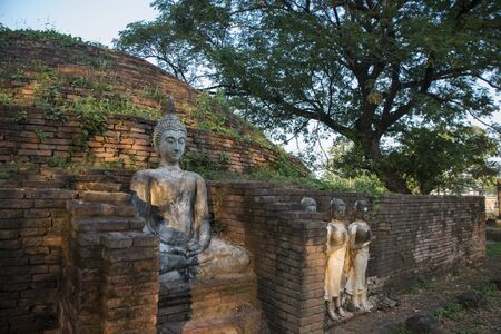 the ruins of the Chandra Palace in the city of  Phitsanulok in the north of Thailand.  Thailand, Phitsanulok, November, 2018.のeditorial素材