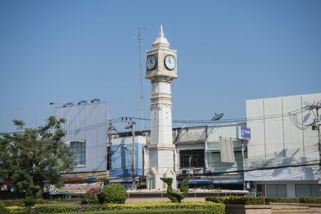 the clock tower in the city of  Phitsanulok in the north of Thailand.  Thailand, Phitsanulok, November, 2018.のeditorial素材