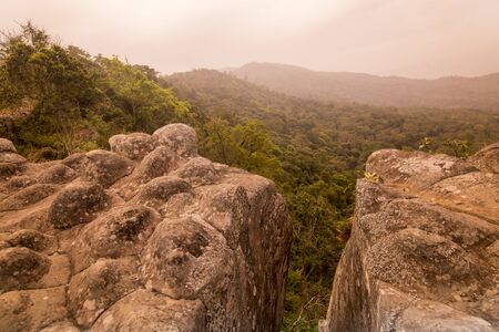 The Landscape with Forest and Rock formations at the Phu Hin Rong Kla national park near the city of  Phitsanulok in the north of Thailand.  Thailand, Phitsanulok, November, 2018.のeditorial素材