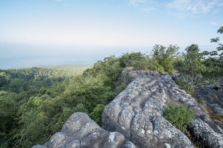 The Landscape with Forest and Rock formations at the Phu Hin Rong Kla national park near the city of  Phitsanulok in the north of Thailand.  Thailand, Phitsanulok, November, 2018.のeditorial素材