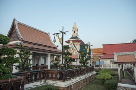a ruin of the Wat Nang Phaya Temple in the city of  Phitsanulok in the north of Thailand.  Thailand, Phitsanulok, November, 2018.のeditorial素材
