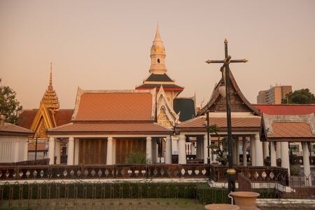 a ruin of the Wat Nang Phaya Temple in the city of  Phitsanulok in the north of Thailand.  Thailand, Phitsanulok, November, 2018.のeditorial素材