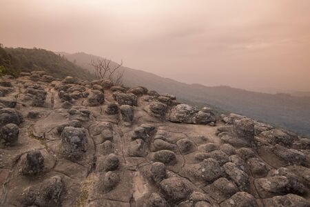 The Landscape with Forest and Rock formations at the Phu Hin Rong Kla national park near the city of  Phitsanulok in the north of Thailand.  Thailand, Phitsanulok, November, 2018.のeditorial素材