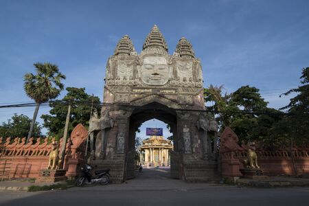 the Wat Sangkae Temple in the city centre of Battambang in Cambodia.  Cambodia, Battambang, November, 2018のeditorial素材