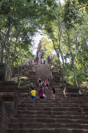 The wat Banan Temple ruins south of the city Battambang in Cambodia.  Cambodia, Battambang, November, 2018のeditorial素材