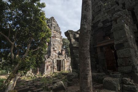 The wat Banan Temple ruins south of the city Battambang in Cambodia.  Cambodia, Battambang, November, 2018のeditorial素材