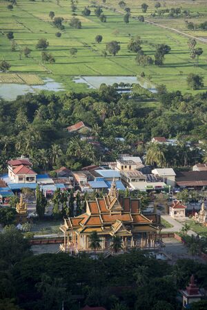 a view from the Mount Phnom Sompov near the city of Battambang in Cambodia.  Cambodia, Battambang, November, 2018のeditorial素材