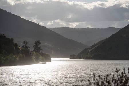 the Landscape of the Douro River betwen the towns of Reso da Regua and Pinhao east of Porto in Portugal in Europe.  Portugal, Regua, April, 2019のeditorial素材