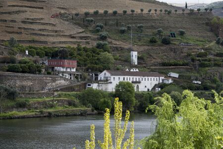 a winery in the Landscape of the Douro River betwen the towns of Reso da Regua and Pinhao east of Porto in Portugal in Europe.  Portugal, Regua, April, 2019のeditorial素材