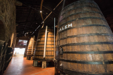 one of the Port wine Cellar of Calem at the waterfront  on the Douro River in Ribeira in the city...