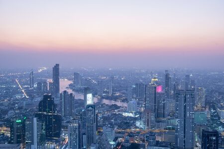 the skyline from the Roof Top of the Maha Nakhon Building in Sathon in the city of Bangkok in Thailand in Southest Asia.  Thailand, Bangkok, November, 2019のeditorial素材