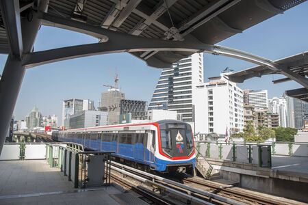 a skytrain of BTS in Silom in the city of Bangkok in Thailand in Southest Asia.  Thailand, Bangkok, November, 2019のeditorial素材