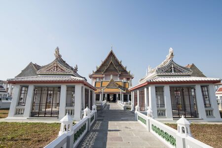 the Wat Kanlayanamit Temple at the Chao Phraya River in Thonburi in the city of Bangkok in Thailand in Southest Asia.  Thailand, Bangkok, November, 2019のeditorial素材