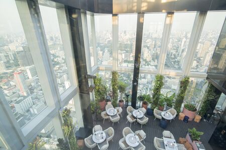 a restaurant at the Roof Top of the Maha Nakhon Building in Sathon in the city of Bangkok in Thailand in Southest Asia.  Thailand, Bangkok, November, 2019のeditorial素材