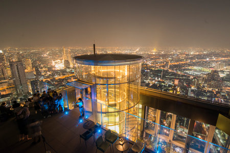 people at the Roof Top of the Maha Nakhon Building in Sathon in the city of Bangkok in Thailand in...