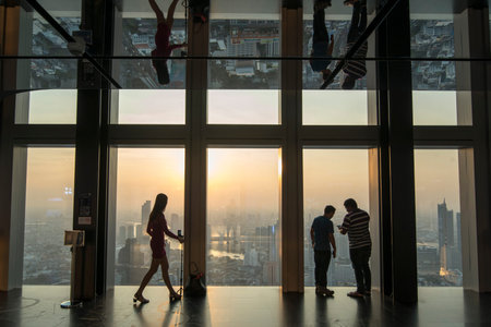 people at the Roof Top of the Maha Nakhon Building in Sathon in the city of Bangkok in Thailand in...