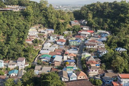 a city view of the town of Mae Sai on the Border to Myanmar in the Chiang Rai Province in North Thailand.   Thailand, Mae Sai, November, 2019のeditorial素材