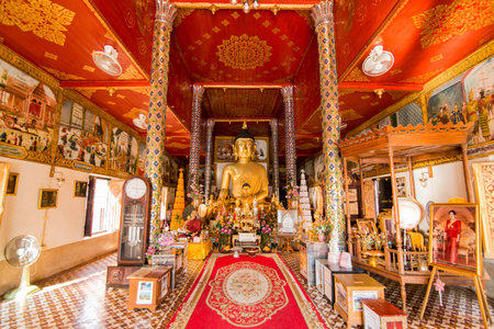 The Wat Phra That Hariphunchai Temple in the city of Lamphun in the province Lamphun in north...