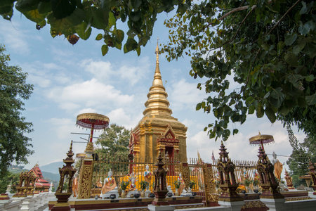the Wat Phra That Doi Wao Temple in the town of Mae Sai on the Border to Myanmar in the Chiang Rai...