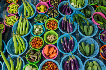 fresh vegetable at the food market in the town of Mae Sai on the Border to Myanmar in the Chiang Rai...