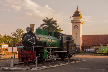 a old steam train Railway station of the city Chiang Mai at north Thailand.   Thailand, Chiang Mai,...