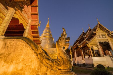 The Wat Phra Singh in the city of Chiang Mai at north Thailand.   Thailand, Chiang Mai, November, 2019のeditorial素材