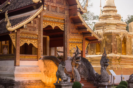 The Wat Phra Singh in the city of Chiang Mai at north Thailand.   Thailand, Chiang Mai, November, 2019のeditorial素材