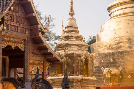 The Wat Phra Singh in the city of Chiang Mai at north Thailand.   Thailand, Chiang Mai, November, 2019のeditorial素材