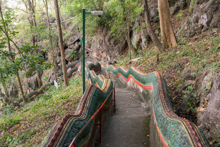 the steps on the way to the Muang On Cave and Temple near the city of Chiang Mai at north Thailand. ...