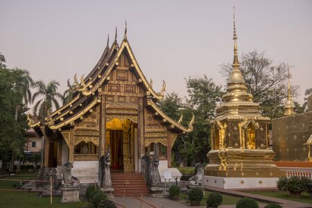 The Wat Phra Singh in the city of Chiang Mai at north Thailand.   Thailand, Chiang Mai, November, 2019のeditorial素材