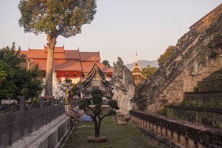The Wat Phra Chedi Luang in the city of Chiang Mai at north Thailand.   Thailand, Chiang Mai, November, 2019のeditorial素材