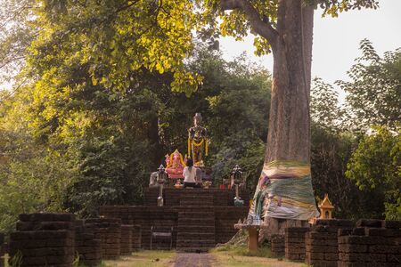 the siva shrine in the town of Kamphaeng Phet in the Kamphaeng Phet Province in North Thailand.   Thailand, Kamphaeng Phet, November, 2019のeditorial素材