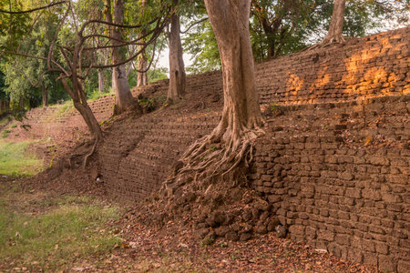 the city wall of the fortress in the town of Kamphaeng Phet in the Kamphaeng Phet Province in North...
